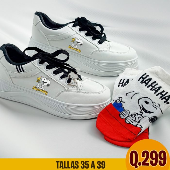 Tenis de fashion snoopy para dama